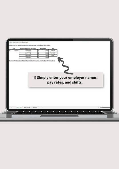 Wage Tracker Excel Spreadsheet